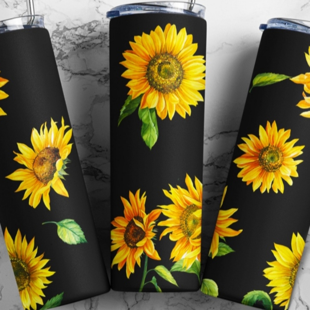 Black Sunflower Tumbler